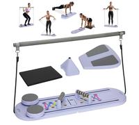 Pilates Board 15-in-1, Multifunctional Foldable Home Pilates Machine with Timer, Portable Pilates Reform Set for Women, Abs Workout and Home Fitness Exercise , Purple