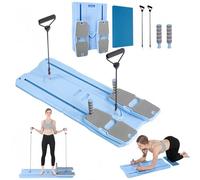 Pilates Board - 2025 Pilates Reformer Set for Full Body Workouts, Foldable Ab Core Trainer Board, Multi-Purpose Pilates Board for Home with Resistance Bands, Ideal for Women & Men (Blue, L)