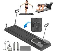 Pilates Board,Foldable Home Pilates Reformer Machine Set,Board Automatic Rebound Ab Roller Wheel Training Board Full Body Workout Equipment for Home with Various Accessories