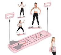 Pilates Board, Foldable Pilates Reformer Board for Home Workouts, Portable Abdominal & Core Trainer with Non-Slip Grip, High-Density Plastic Supports 300lbs for Planks Crunches 15+ Exercises Pink