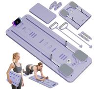 Pilates Board, Foldable Pilates Reformer Machine Set for Home, Multifunctional Core Training Device with Automatic Rebound Roll and Mobile Phone Holder for Home Workout Equipment (Purple)