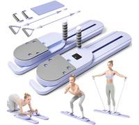 Pilates Board for Home Workout, Portable Pilates Reformer with Auto-Rebound, Resistance Bands, Knee Pad, Timer & Phone Holder - Multifunctional Core & Abs Full-Body Trainer (Detachable)