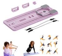 Pilates Board,Pilates Reformer Set,Purpose Foldable Pilates Reformer Board for Home Workout,5in1 Pilates Sliding Board (Pink )