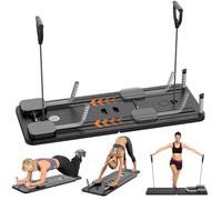 Pilates Board, Reformer Pilates Machine with LED Counter, Automatic Rebound Roller,5 in 1 Ab Roller Board Full-Body Workout Trainer, Ideal for Home Pilates & Core Workou (Black)