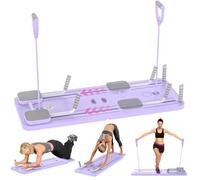 Pilates Board, Reformer Pilates Machine with LED Counter, Automatic Rebound Roller,5 in 1 Ab Roller Board Full-Body Workout Trainer, Ideal for Home Pilates & Core Workou (Purple)