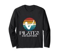 Pilates Boat Pose Funny Pilates is My Happy Hour Vintage Long Sleeve T-Shirt