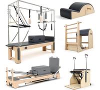 Pilates Core Bed Aluminum Alloy Small White Bed Foldable Sliding Five-Piece Set Large Equipment Pilates Body Shaping Machine, Female Body Shaping Yoga Training Equipment, Multi-Functional Two-In-