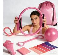 Pilates Equipment for Beginner Home Workouts: 13pcs Beginner Pilates Set Pilates Ring, Yoga Ball, Resistance Bands, Strap, Socks - Women’s Fitness Equipment for Core and Flexibility