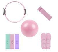 Pilates Equipment Kit with Ring, Resistance Bands & Exercise Ball | Includes Magic Circle, Accessories & Grip Socks | Home Gym Equipment for Women and Beginners | Core Strength & Toning (A)