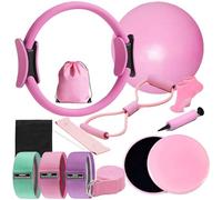 Pilates Equipment Set 12-Piece - Complete Home Pilates Kit for Women with Pilates Ring, Resistance Bands, Core Belt, Yoga Ball & Foam Roller for Body Workout Equipment for Home Gym & Pilates Studio