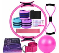 Pilates Equipment Sets for Home,Better Me Pilates Essentials Kit for Women,Pilate Equipment Essentials Kit for Women,Home Equipments Pilate Ring,Yoga Ball 25cm,Booty Bands,Resistance Band (Pink)