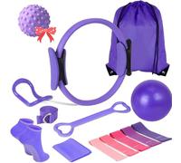 Pilates Essential Kit for Women,13pcs Pilates Equipment for Home Workouts,with Pilates Ring and Ball,5 Resistance Bands and Other Equipment,for Pilates Beginners,Enthusiasts and Professionals (Blue)
