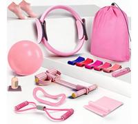 Pilates Essential Kit for Women 15Pcs Pilates Equipment Set for Home Workouts, Professional Beginners Starter Kit with Ring, Yoga Ball, Elastic Resistance Bands & Accessories for at Home Gym Workout