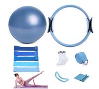 Pilates Essential Kit,Portable Home Fitness Equipments,Equipped with Pilates rings,Yoga stretching tape,Yoga rally bands&Yoga balls&Yoga rings,for Full-Body Exercises Gym Fitness Equipments (Blue)