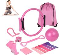 Pilates Essentials Kit for Women,13Pcs Home Pilates Equipment Set, Includes Yoga Ring, Resistance Bands, Yoga Ball - Accessories for Home Fitness Workouts & Beginners (Purple)