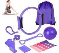 Pilates Essentials Kit for Women,13Pcs Home Pilates Equipment Set, Includes Yoga Ring, Resistance Bands, Yoga Ball - Accessories for Home Fitness Workouts & Beginners (Pink)