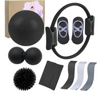 Pilates Essentials Kit for Women, Pilates Starter Equipment Set with Toning Pilates Ring, Resistance Bands, Ball & Socks for Toning, Flexibility & Home Workouts (Black)