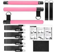 Pilates Home Kit - Pilates Bar with Resistance Bands - Multifunctional Training Equipment Enhancer for Core Strength Legs Arms Waist Hip Butt Exercise Men Women