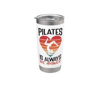 Pilates Instructor Teacher Retro Heart Pilates is Always The Stainless Steel Insulated Tumbler