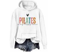 Pilates Is My Happy Hour Hoodie, Pilates Is My Happy Hour Sweatshirt, Pilates Lover Pullover Sweatshirts White