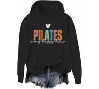 Pilates Is My Happy Hour Hoodie, Pilates Is My Happy Hour Sweatshirt, Pilates Lover Pullover Sweatshirts Black