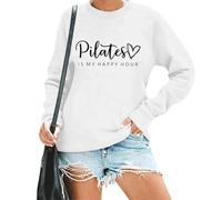 Pilates Is My Happy Hour Sweatshirt, Pilates Is My Happy Hour Shirt, Funny Pilates Lover Pilates Sweatshirt For Women White