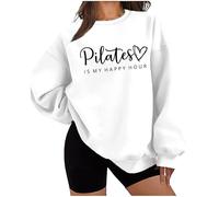 Pilates is My Happy Hour Sweatshirt, Pilates Sweatshirt for Women White