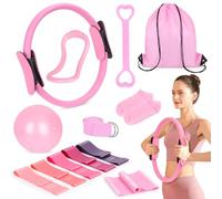 Pilates Kit 13Pcs Pilates Sets for Women Home Pilates Workout Set Pilates Beginners Set Home Pilates Essential Kit Pilates Starter Set Home Pilates Kit Pilates Equipment Pilates Accessories (Pink)