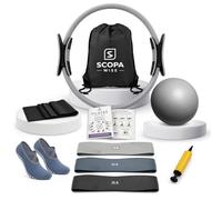 Pilates Kit for Home Workouts | 14" Pilates Ring Set (Magic Circle) | Resistance Bands | Pilates Ball | Grip Socks | Yoga Strap | Pump | Carry Bag | Pilates Equipment for Women & Men (grey)