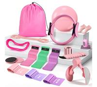 Pilates Kit for Women,17PCS Home Pilate Equipment Essentials, 12.6" Pilates Ring Ball Set with Resistance Bands, Ankle Weights, Sliders,Thigh Trainer, Yoga Strap,Socks Accessories for Home Workout
