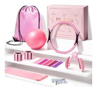 Pilates Kit for Women - All-in-One Home Workout Kit with Magic Circle, Resistance Bands, Mini Pilates Ball, Ankle/Wrist Weights, Carry Bag - Beginner Pilates Gift Set for Valentine's /Mother's Day