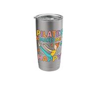 Pilates Makes Me Happy, Floral Summer Spring Stainless Steel Insulated Tumbler