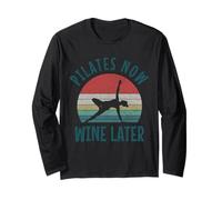 Pilates Now Wine Later Funny Yoga Pilates Instructor Sports Long Sleeve T-Shirt