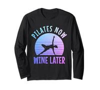 Pilates Now Wine Later Funny Yoga Pilates Instructor Sports Long Sleeve T-Shirt