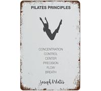 Pilates Poster - Pilates Art Print Studio Decor Inspiration Wall Art - Principles - Vintage Fun Home Decor Tin Signs - Bar Posters 12x16 Inch