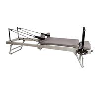 Pilates Reformer Bed Foldable Pilates for Home Workout, Stretching Training Bed with Springboard 4 x Stainless Steel Springs and 5 x Resistance Bands