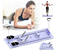 Pilates Reformer Board, Foldable Reformer for Pilates Multifunctional Fitness Board Pilates Board Pilates Reformer Set With LED Counter Auto Rebound Adjustable Handle Exercise Board (Purple)