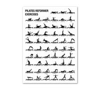 Pilates Reformer Exercises Posters Yoga Wall Art Nordic Style Canvas Painting Black And White Wall Pictures Modern Living Room Bedroom Decor（No Frame）
