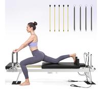 Pilates Reformer, Foldable Pilates Machine for Home and Gym Workout with Dual Resistance and Adjustable Heights, Pilates Equipment Suitable for Advanced and Beginners Users, Up to 440 LBS (White)