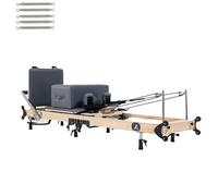Pilates Reformer, Foldable Professional Pilates Machine for Home & Studio Use, Wood Pilates Core Folding Bed with Springs & Accessories, Folding Pilates Contour Reformer Machine (Maple wood)