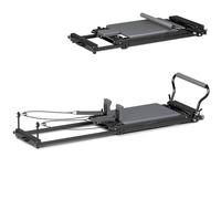 Pilates Reformer, Foldable Reformer Pilates Machine, Pilates Equipment with Piano Wire Spings and Jump Boards, Home Reformer Pilates for Workout, Adjustable Strength Yoga Exercise Equipment (A)