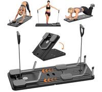 Pilates Reformer Machine, 5 in1 Multifunctional Abdominal Board with LED Counter, Automatic Rebound Roller, Ab Roller Board Full-Body Workout Trainer, Ideal for Home Pilates & Core Workou (Black)