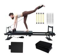 Pilates Reformer Machine Foldable, Multi-Purpose Pilates Reformer Machine with Springboard and Pilates Setting Box, Portable Reformer Pilates Machine for Home and Gym,B