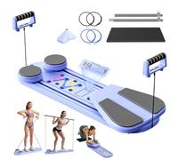 Pilates Reformer Machine, Foldable Pilates Board at home with Auto Rebound Ab Roller, 6 in1 Multifunctional Abdominal Board Exercise Machine, Full-Body Workout Mini Pilates Equipment for Women