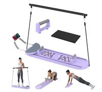 Pilates Reformer Machine, Foldable Pilates Reformer Board with Timer, Automatic Rebound Roller, 6 in 1 Multifunctional Abdominal Board With Pilates Stick and Phone Holder, Ideal for Home Pilates