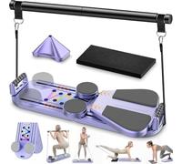 Pilates Reformer Machine, Foldable Reformer Pilates Board at home with Auto Rebound Ab Roller, Multifunctional Abdominal Board Exercise Machine Full-Body Workout Mini Pilates Board Equipment for Women