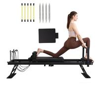 Pilates Reformer Machine, Foldable Reformer Pilates Machine & Equipment with 4 Springs and 5 Cords for Advanced Users & Beginners Home Gym Studio