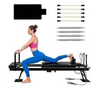 Pilates Reformer Machine, Foldable Reformer Pilates, with Jump Board and Dual Resistance, 4 Springs and 5 Cords, for Core Training & Arm Toning,001