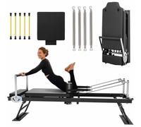 Pilates Reformer Machine - Foldable with Jump Board, Dual Resistance, 4 Springs - Upgraded Design for Home Use - Supports up to 330 lbs