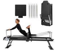 Pilates Reformer Machine for Home Foldable Pilates Reformer Core Bed Equipment Machine for Gym Yoga Workout Indoor Pilates Exercise Equipment Training Weight for All Level Users,Black